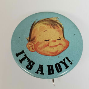 Vintage It's A Boy 1.5 Inch Swift's Meats For Babies Advertising Pin Blue Metal